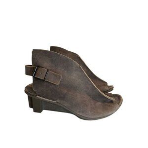 NEW Trippen Womens Mandarin Heeled Sandal Brown Leather UK 39 US 8.5 $392 [jb]